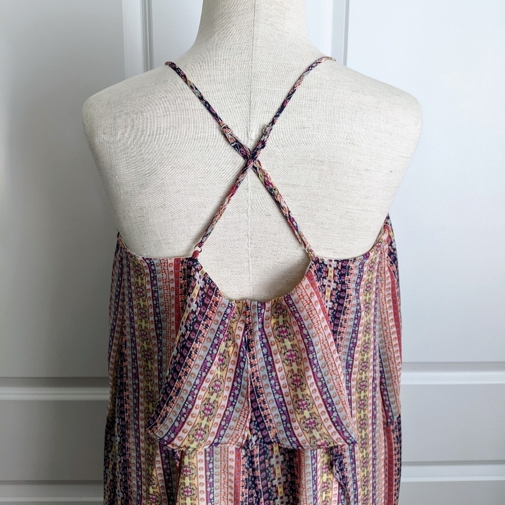 BCBGMaxAzria Dress Halter Neck Sleeveless Sheath Ruffled Navy Coral Pink M NWT - Picture 8 of 14